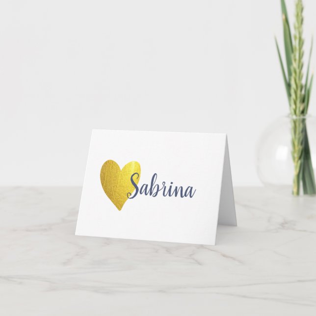 Simple Faux Gold Heart avec nom de script (Devant)