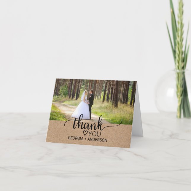 Simple Faux Kraft Carte de remerciements photo (Devant)