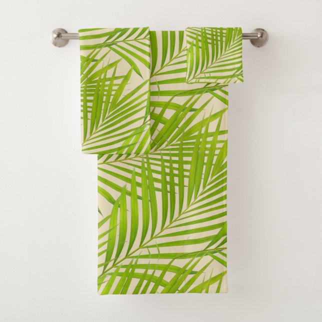 Simple Feuilles de palmier vert botanique sur beig (En situation)