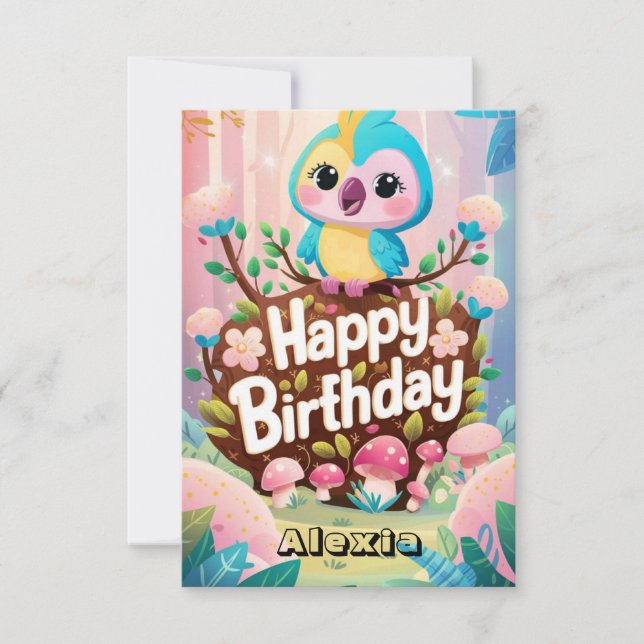Simple Fiesta Parrot Digital Geburtstag Karte (Vorderseite)