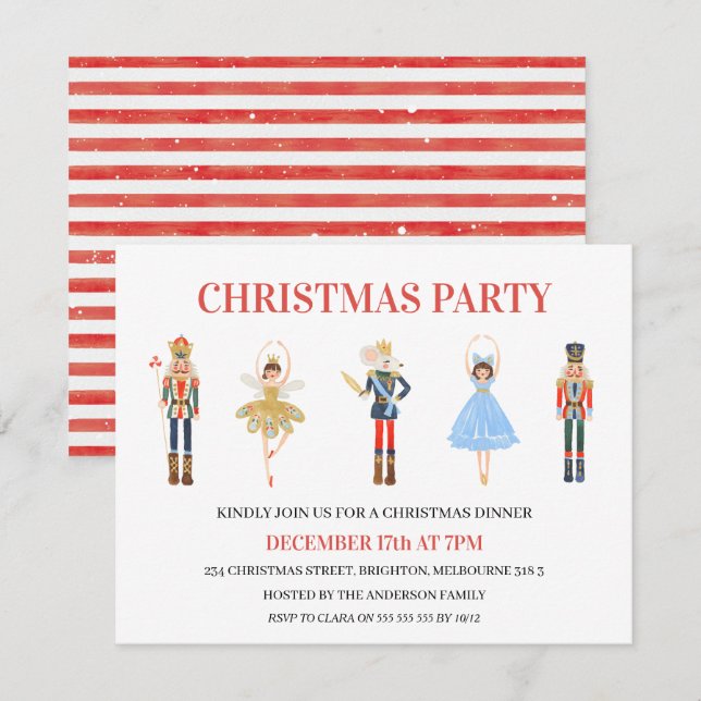 Simple Five Characters Nutcracker Christmas Party Einladung (Vorne/Hinten)
