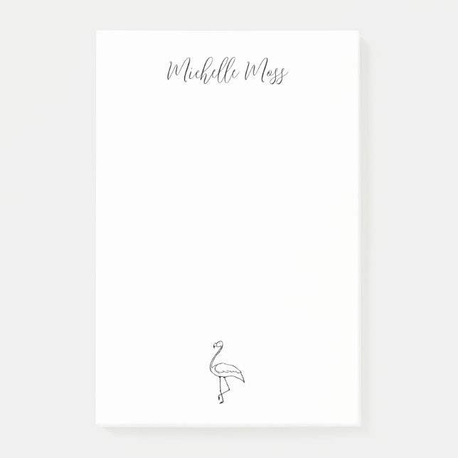 Simple Flamingo Elegante Tropical Personalisiert Post-it Klebezettel (Vorderseite)