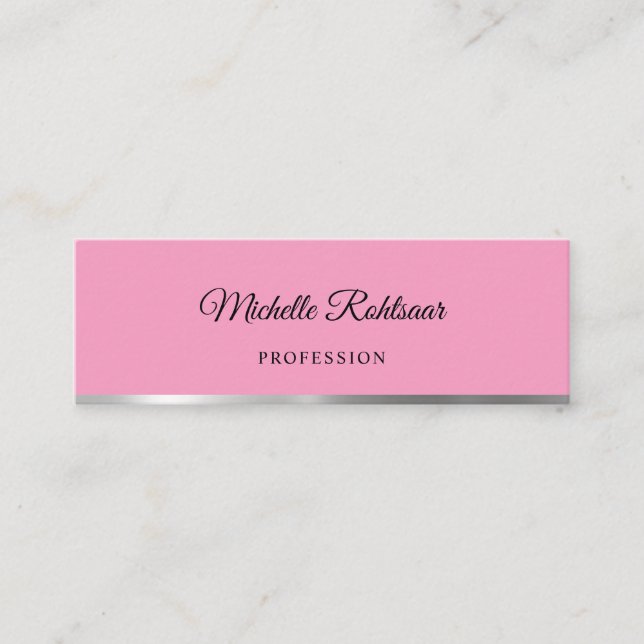 Simple Flamingo Pink Metallic Mini Visitenkarte (Vorderseite)
