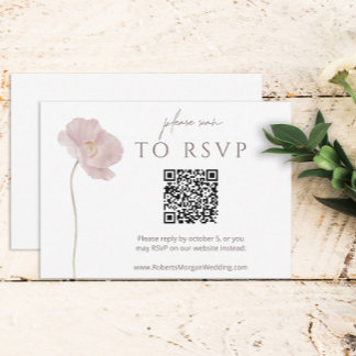 Simple Fleur sauvage Boho Wedding RSVP avec QR Cod