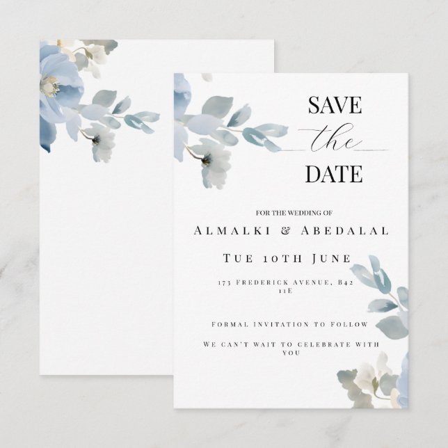 Simple Floral Enregistrer la carte Mariage Date (Devant / Derrière)