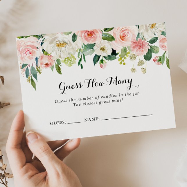 Simple Floral Green Devinez Combien De Carte De Je (Créateur téléchargé)