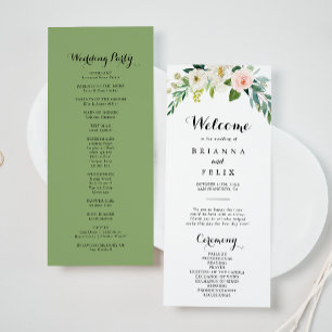 Simple Floral Green Foliage Programme de mariage