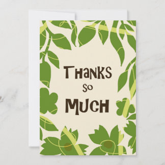 Simple Floral Green leaves Thank You Card Einladung