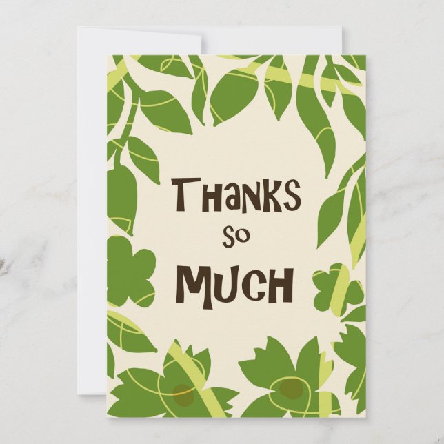 Simple Floral Green leaves Thank You Card Einladung (Vorderseite)