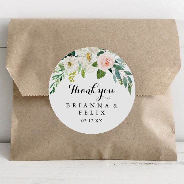 Simple Floral Green Vielen Dank Gastgeschenk Hochz Runder Aufkleber (Von Creator hochgeladen)