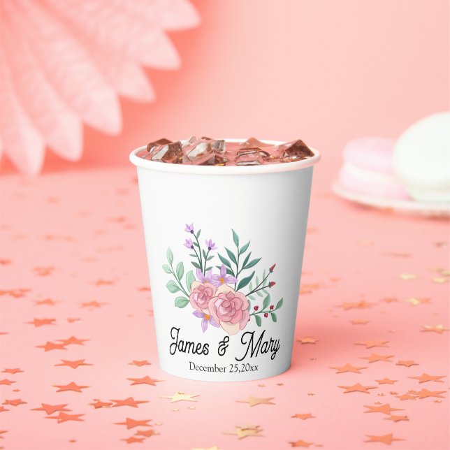 Simple Floral Minimalist Party Theme Design  Pappbecher (Insitu)