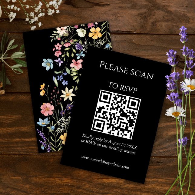 Simple Floral Moderne QR Code & RSVP Mariage (Créateur téléchargé)