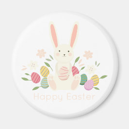 Simple Floral Oaster Bunny | Magnet