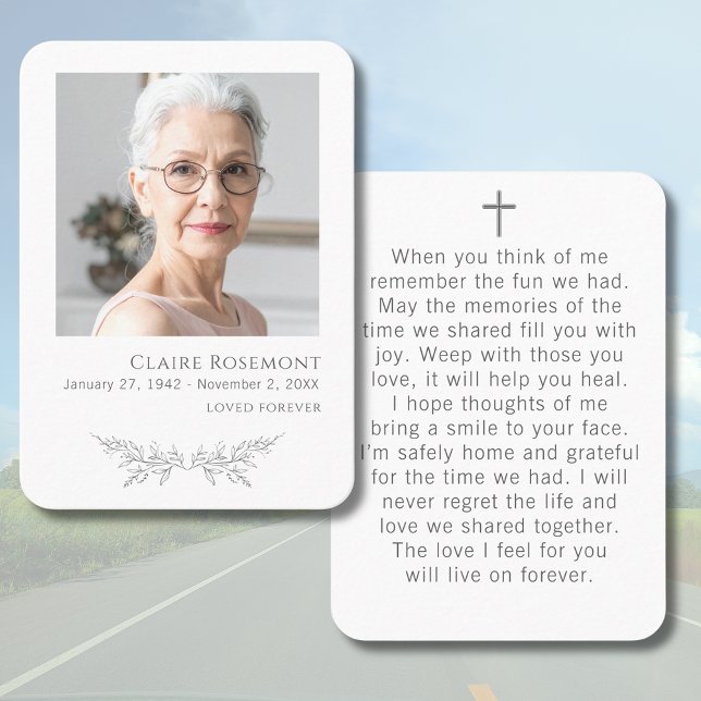 Simple Floral Photo Cross Prayer Card Visitenkarte (Simple Floral Photo Cross Prayer Card
)