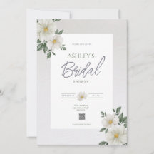 Simple Floral QR Code Bridal Shower Invitation