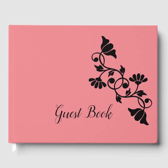 Simple Floral Salmon Guest Book Gästebuch (Vorderseite)