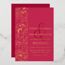 Simple Floral Viva Magenta Wedding Folieneinladung