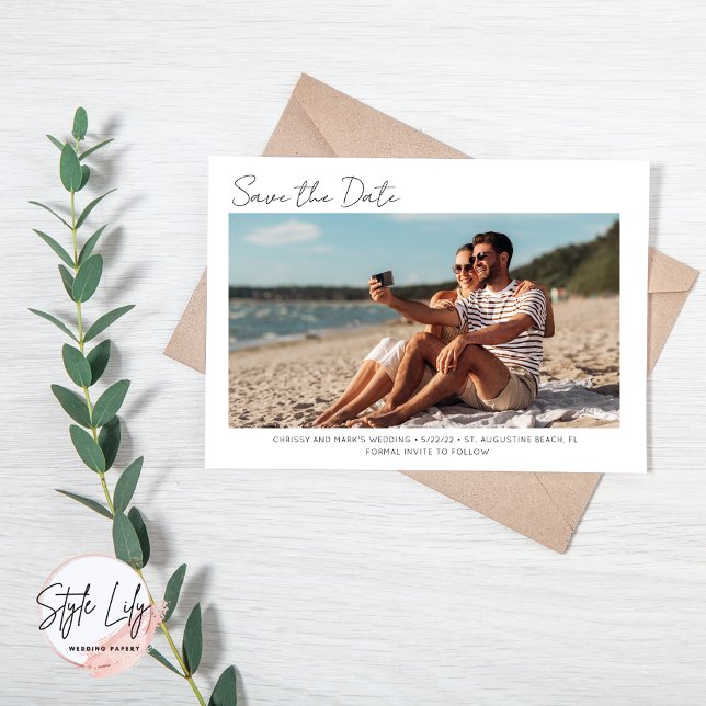 Simple Florida Beach Wedding Foto Save the Date (Von Creator hochgeladen)