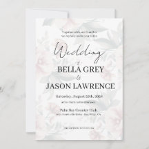 Simple flower Black & White Wedding Invitation