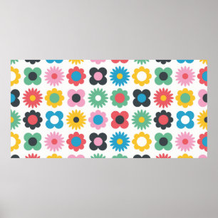 Simple flower seamless pattern design. Scandinavia Poster