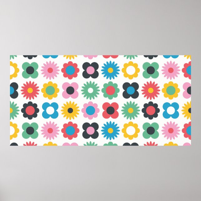 Simple flower seamless pattern design. Scandinavia Poster (Vorne)