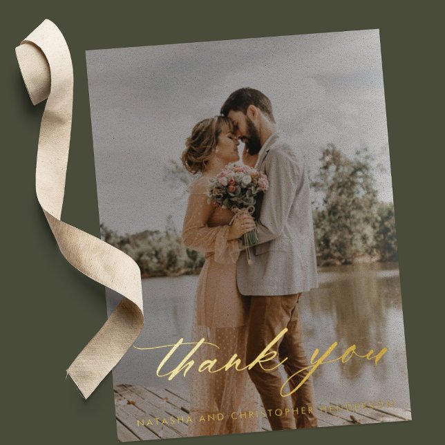 Simple Foil Calligraphy Wedding Foto Vielen Dank Folieneinladung (Von Creator hochgeladen)