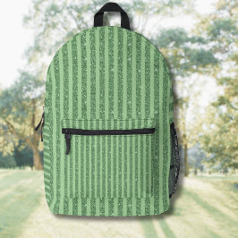 Simple Forest Green Glitter Style Vertical Stripes Bedruckter Rucksack