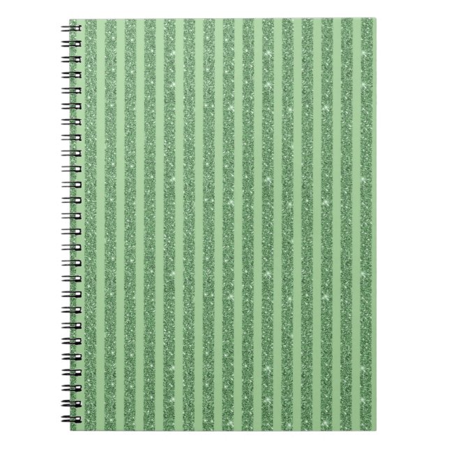 Simple Forest Green Glitter Style Vertical Stripes Notizblock (Vorderseite)