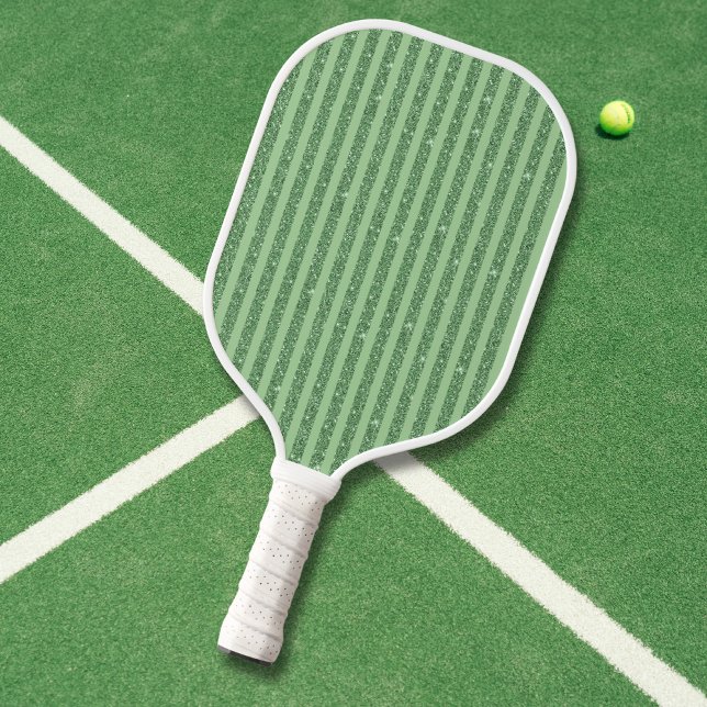 Simple Forest Green Glitter Style Vertical Stripes Pickleball Schläger (Von Creator hochgeladen)