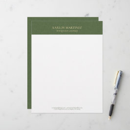 Simple Forest Green Linen Gold Typography Briefbogen