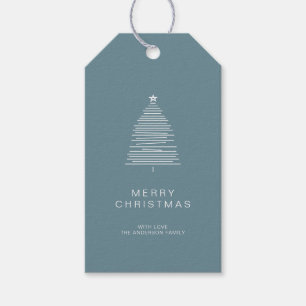 Simple Frost Blue Line Art Frohe Weihnachtsbaum Geschenkanhänger
