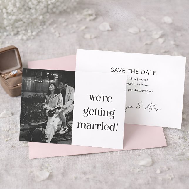Simple Fun Casual Minimal Modern Photo Wedding  Save The Date (Von Creator hochgeladen)