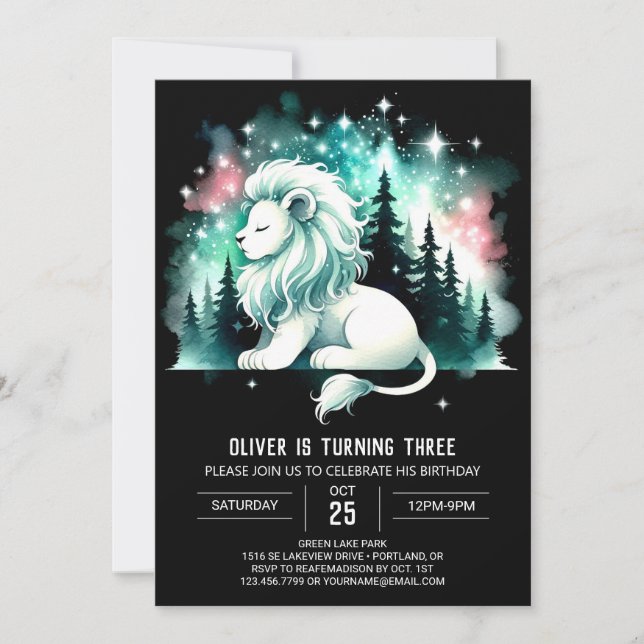 Simple Fun Lion Birthday Einladung (Vorderseite)