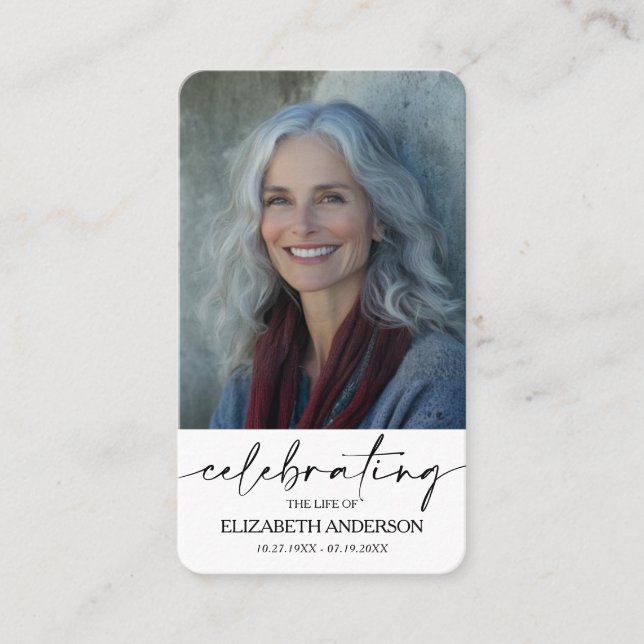 Simple Funeral Memorial Prayer Photo Card Visitenkarte (Vorderseite)