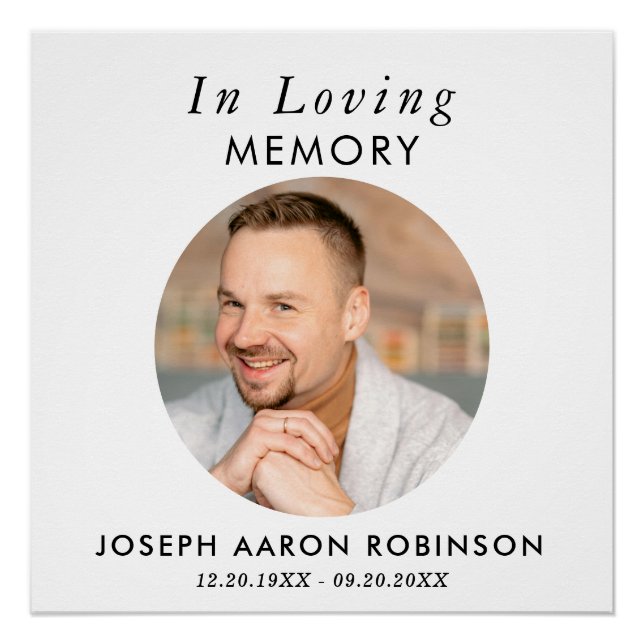 Simple Funeral Photo Modern Memorial Keepsake Poster (Vorderseite)