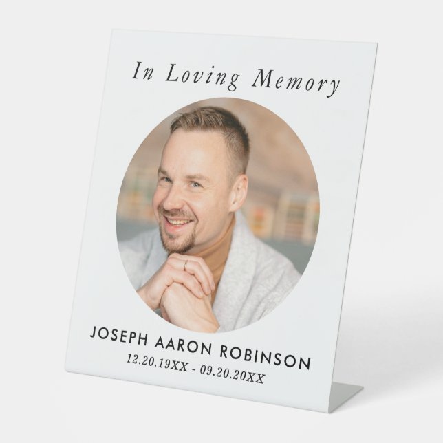 Simple Funeral Photo Modern Memorial Keepsake Sockelschild (Vorderseite)