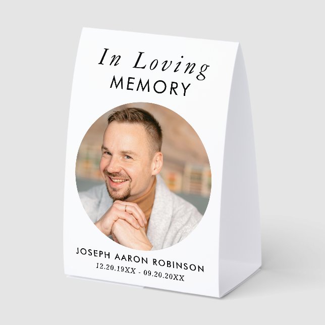 Simple Funeral Photo Modern Memorial Keepsake Tischaufsteller (Vorderseite)