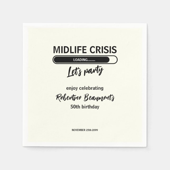 Simple Funny Midlife Crisis Loading 50th Birthday Serviette (Vorderseite)