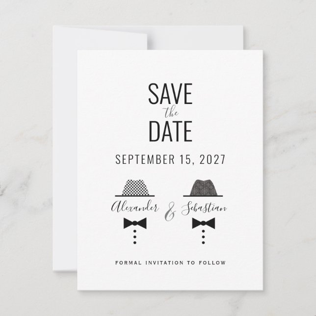 Simple Gay Wedding Save The Date (Vorderseite)