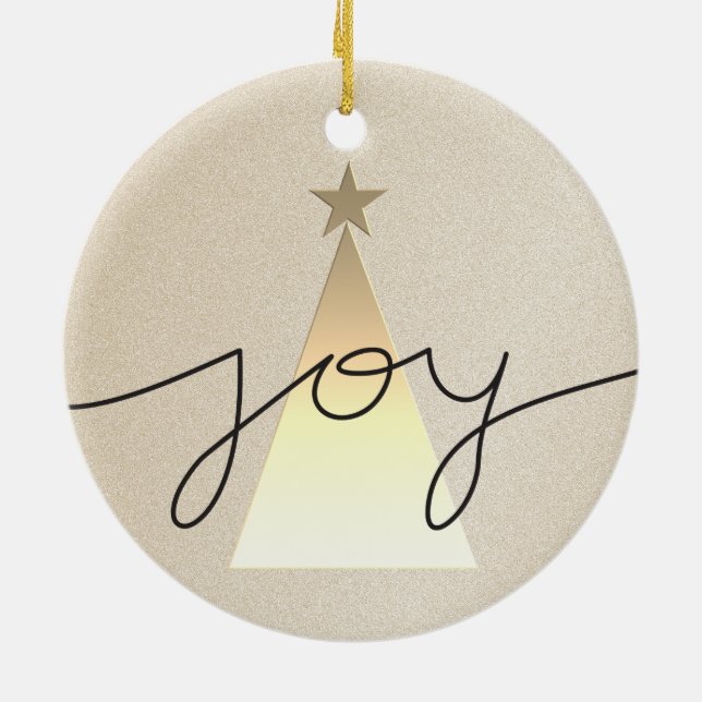 Simple Geometric Black and Gold Joy Weihnachten Keramik Ornament (Hinten)