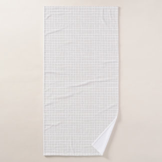Simple geometric Grid beige white neutral check Badehandtuch