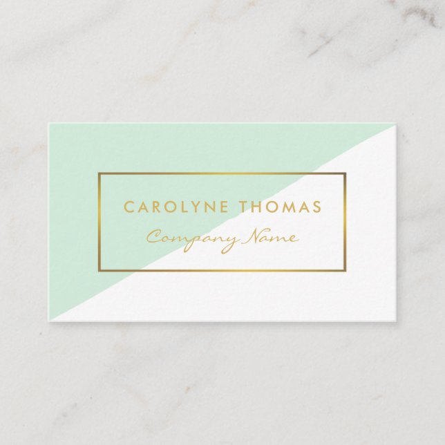 Simple Geometric White & Gold Foil Effect Visitenkarte (Vorderseite)