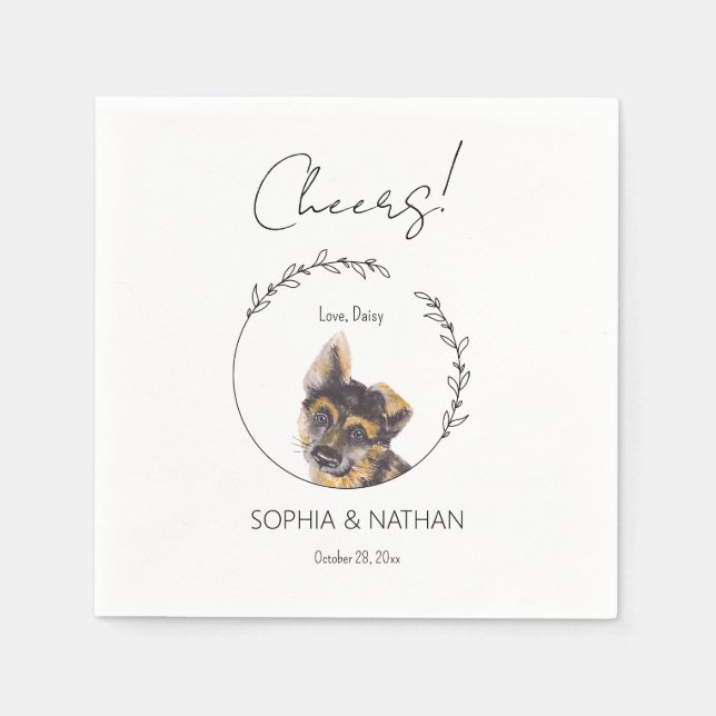 Simple German Shepherd Wedding Cocktail Napkins Serviette (Vorderseite)
