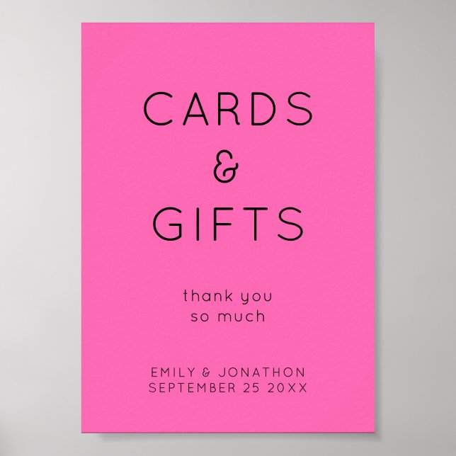 Simple Gifts and Cards Hot Pink Wedding Sign Poster (Vorne)