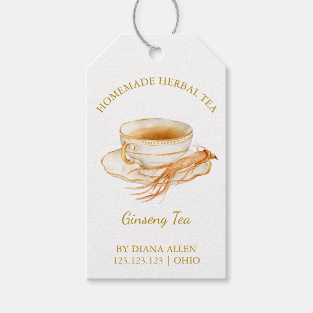 Simple Ginseng Tea Hang Tag l White Geschenkanhänger (Vorderseite)