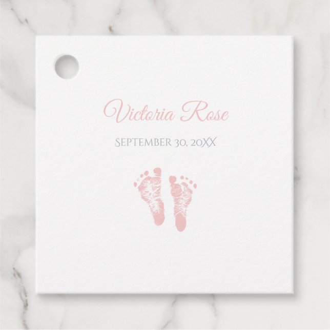 Simple Girl Birth Memento Wertvoll Pink Footprints Geschenkanhänger (Vorderseite)