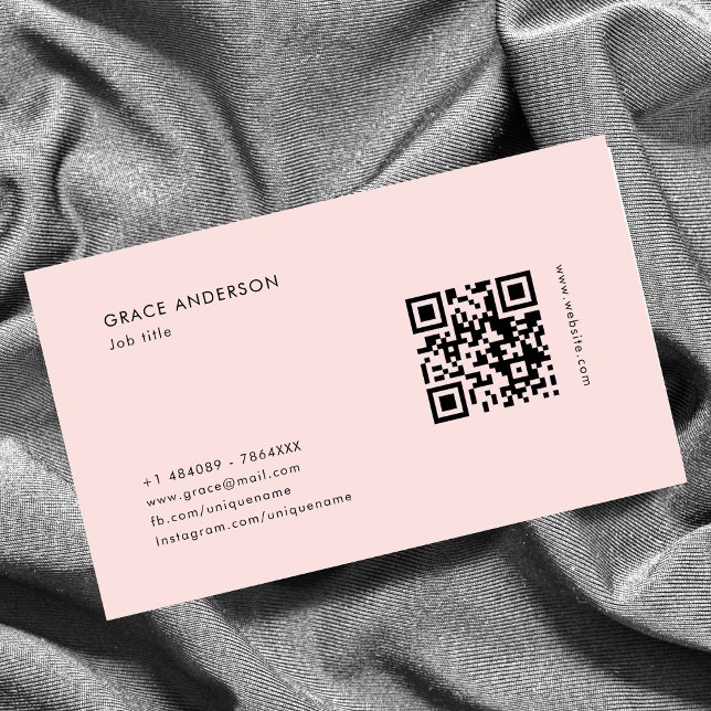 Simple Girl Pink Feminine QR Code Social Media Visitenkarte (Von Creator hochgeladen)