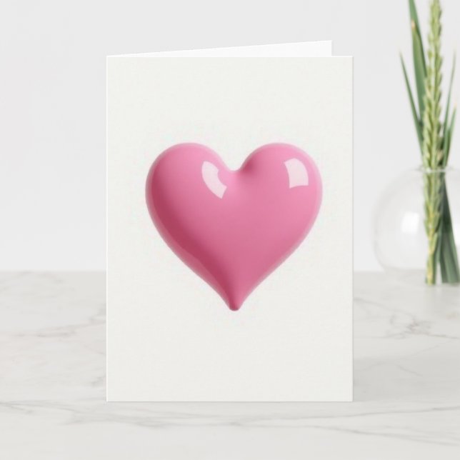 Simple Glossy Pink Heart Card Karte (Vorderseite)