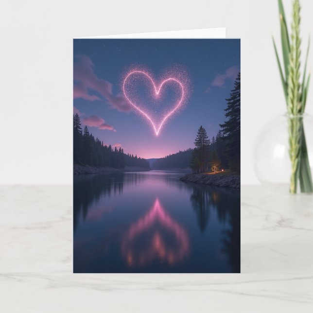 Simple Glowing Heart Reflection Card Karte (Vorderseite)
