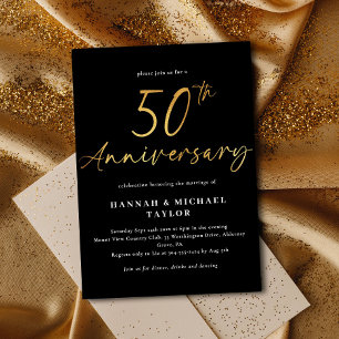 Simple Gold 50. Hochzeitstag Einladung